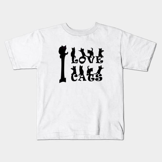 I Love Cats #1 Kids T-Shirt by SiSuSiSu